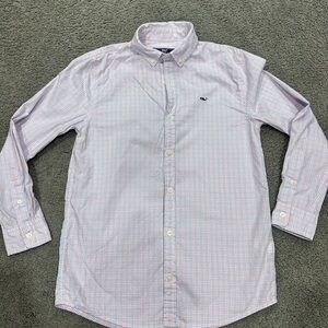 Vineyard Vines Light Pink and Blue Plaid Shirt